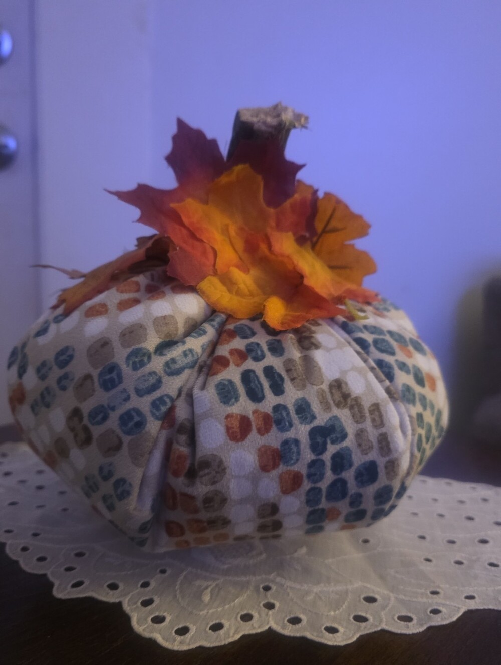 Velvety Fabric Handcrafted Fall Seasonal Pumpkin Centerpiece Home Decor Accent
